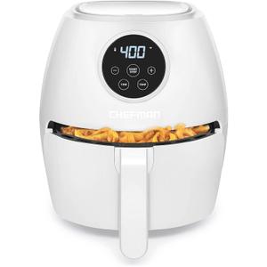 CHEFMAN Small Air Fryer Healthy Cooking, 3.7 Qt, Nonstick, User Friendly and Digital Touch Screen, w/ 60 Minute Timer & Auto Shutoff, Dishwasher Safe Basket, BPA-Free, Glossy White (3.5 Quart)