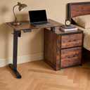 NORTHSKY Electric Standing Desk with Storage, 32x18 Inches Small Height Adjustable Sit Stand Up Desk with Storage for Home Office Computer Workstation, 3 Memory Preset, 1 Hook, Brown