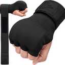 RDX Gel Boxing Hand Wraps Inner Gloves Men Women, Quick 100cm Long Wrist Straps, Elasticated Padded Fist Under Mitts Protection, Muay Thai MMA Kickboxing Martial Arts (Large, Full Black)