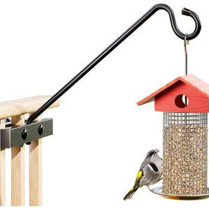 12-Inch Deck Bird Feeder Hanger for Railing, Outdoor Decor Plant Hanger, Swivel Balcony Railing Hook - 22LB Capacity - for Hanging Plants, Bird Feeders, Lanterns, Wind Chimes (12 inch 1 Pack)
