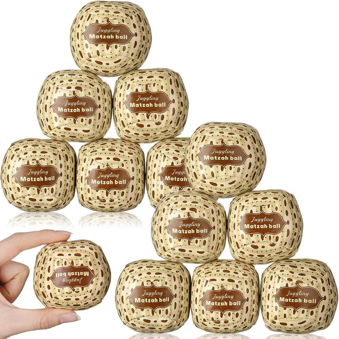 Blueweenly 12 Packs Passover Matzah Juggling Balls Mini Juggling Matzah Balls Juggling Sets Circus Balls with Matzo Decor for Pesach Holiday and Seder Party Favors Decorations