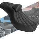 Driver Passenger Seat One-Piece Seat Cushion With Backrest Fit For Harley Dyna Fat Bob FXDF Low Rider FXDL Street Bob FXDB Switchback FLD Wide Glide FXDWG 20062017 (Black Stitching) w/ Driver Backrest, Black Stitching