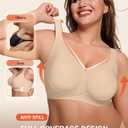 LetsJoli Bras for Women Supportive Wireless Push Up Bra Full Coverage No Underwire Seamless Plus Size for Older Women(Black+Nude,2PCS,S)