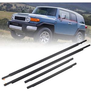 Weatherstrip Window Molding Trim Seal Belt Compatible with Toyota FJ Cruiser 2007-2014 Front Rear Left Driver & Right Passenger Side Door Outside Belt Black