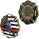 St. Florian Patron Saint of Firefighter Prayer Coin Thin Red Line US Flag Challenge Coin