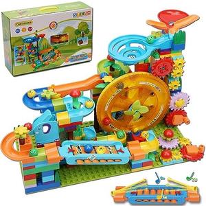 Marble Run Building Blocks Kid Toys Ages 4-8,Montessori Education Preschool Learning STEM Toys for 3 4 5 6 8 Year Old Boys and Girls Christmas Birthday Gifts, Puzzle Marbles Track for Kids Games