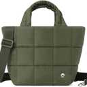 WESTBRONCO Mini Puffer Bag Quilted Crossbody Bags for Women Small Puffy Purse Nylon Shoulder Handbag with Adjustable Strap (Green)