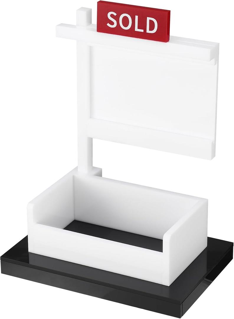 FRIUSATE Real Estate Business Card Holder Display Sold Sign for Realtor Business Desktop Realtor Business Card Holder Storage Agent Office Reception Holds 3.58 x 2.2 inch