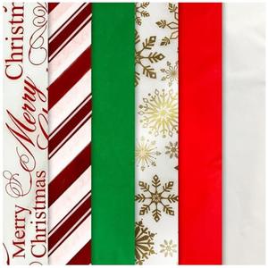 K-Kraft Christmas Tissue Paper for Gift Bags - Bulk Holiday Wrapping Paper - Hot-Stamped Printed and Solid - Red Foil Christmas Stripes Tissue Paper, 102 Sheets