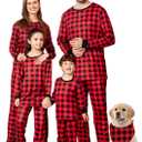 Umeyda Family Christmas Pajamas Matching Sets Plaid Long Sleeve Pjs Holiday Sleepwear Lounge Sets Gift for Men, Red, XL