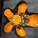 Ceramic Statue Home Decor Aesthetic Abstract Flower Sculpture Modern Decorative Statues for Living Room Bedroom Bookshelf Desktop Dinging Table Centerpiece Office (Orange and Gold)