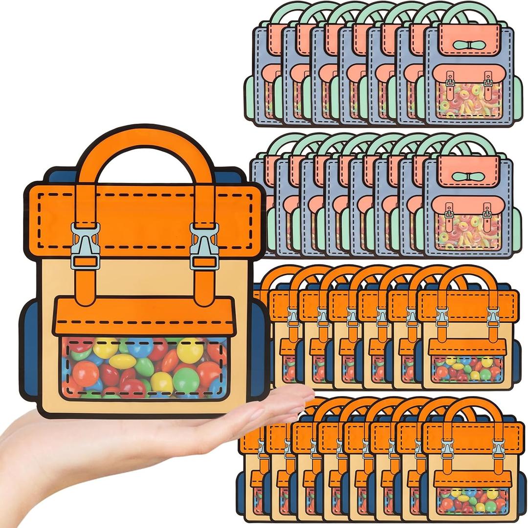 2 x [SAILYLENCEY] 30 Pcs Goodie Bags, Galentines Day Gifts, Valentines For Class, Self-Sealing Treat Bags with Handles & Stand-Up Base for Party Favors, Frosted Window Waterproof for Holiday Gifts (mixed color, Large)