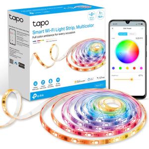 Tapo TP-Link RGBWIC Smart LED Light Strip 16.4Ft, 1000 Lumens, 16M Dimmable Colors, 50 Color Zones, Works w/Apple HomeKit/Alexa/Google Home, Sync-to-Sound, IP44 PU Coating, Trimmable L930-5