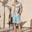Comdecevis Men's Linen Shorts Casual Elastic Waist Drawstring Summer Beach Vacation Yoga Golf Shorts with Pockets (Blue, XL)