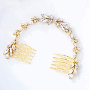 Unicra Wedding Crystal Hair Combs Bridal Headpieces Wedding Hair Accessories for Brides (Gold)