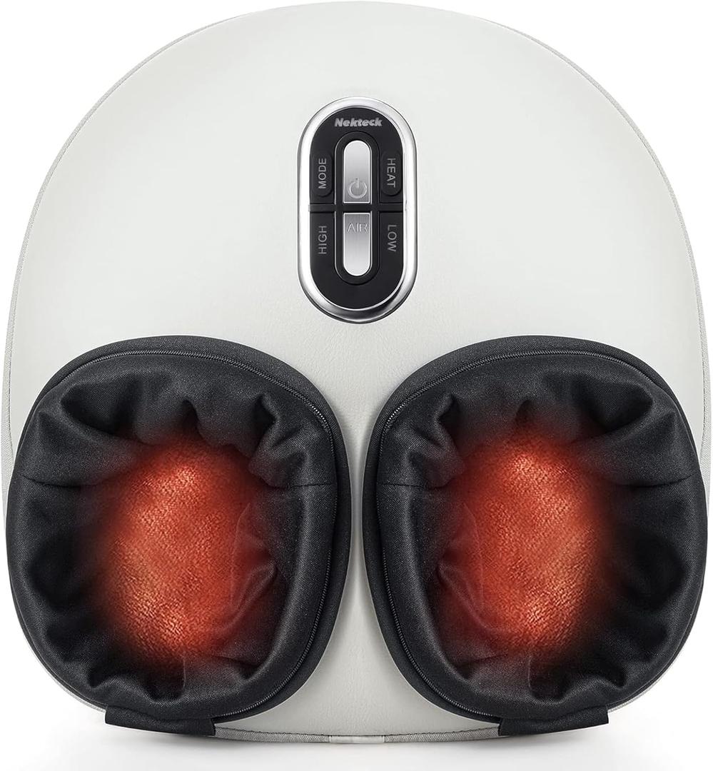 Nekteck Foot Massager with Heat for Neuropathy Plantar Fasciitis, Valentines Day Gifts for Him Her Relaxation, 2026 Upgraded Shiatsu Air Compression Feet Massager for Size Up to US 11, FSA Eligible (Beige (Regular))