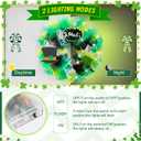 18'' St. Patrick's Day Wreath for Front Door with Lights St Patricks Day Mesh Wreath Artificial Clovers Leprechaun Hat Decorations for Irish Wall Porch Home Outdoor Indoor