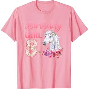 Horse Lovers 8th Birthday Girl Cute 8 Year Old T-Shirt, Size Kids 10