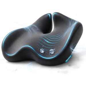 SitCushion Extra Large Memory Foam Seat Cushions for Office Chairs, Pressure Relief Seat Cushion for Tailbone Pain Relief, Desk Chair Pad for Sciatica, Lower Back Pain Relief (Cooling Black)