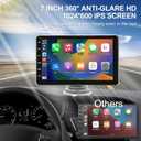 2026 Wireless Apple Carplay & Android Auto, 7In HD Touchscreen Portable Car Radio Audio Receiver, Car Stereo with Mirror Link, GPS Navigation, Bluetooth, siri, Backup Camera, AUX/USB/TF