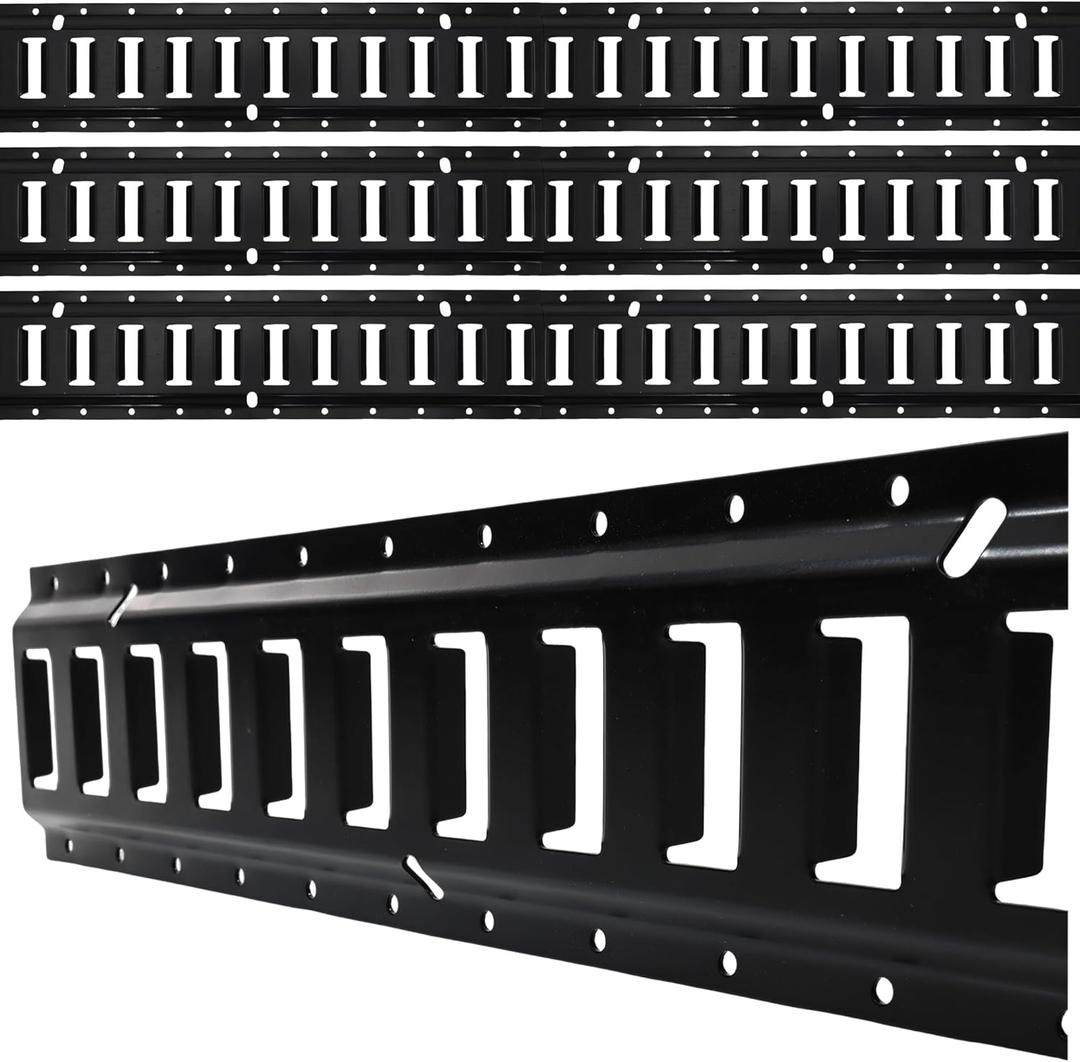 8' E Track Tie Down Rail Kit (4 Pack) - Trailer E Tracks with 6,000lbs Break Strength - Power Coated Etrack - Heavy Duty E Track Rail for Securing Cargos, Motorcycles, Bikes, Trailers