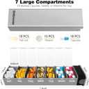 6 x Weekly Metal Pill Organizer, 7 Day Pill Box for Vitamins & Medicine, Portable Travel Pill Case with Large Compartments for Adults & Seniors (Silver)