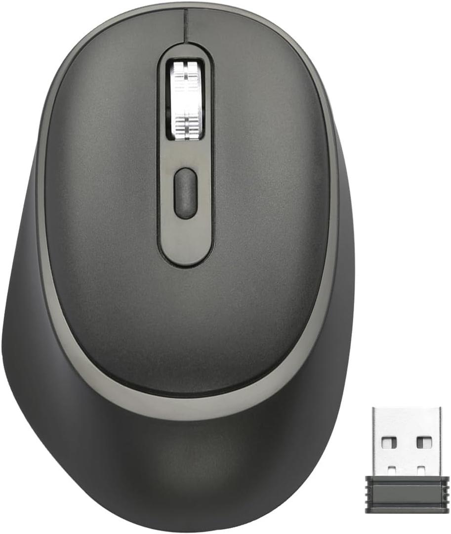 TEZER Wireless Mouse for Laptop, 2.4G Portable Computer Mouse, Ergonomic Design, USB Receiver, for Laptop, PC, Computer, Chromebook, Notebook, (BLACK3)