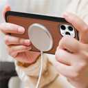 for Magsafe Magnetic case for iPhone 14 Pro Leather case magsafe Compatible Wireless Charging-Brown