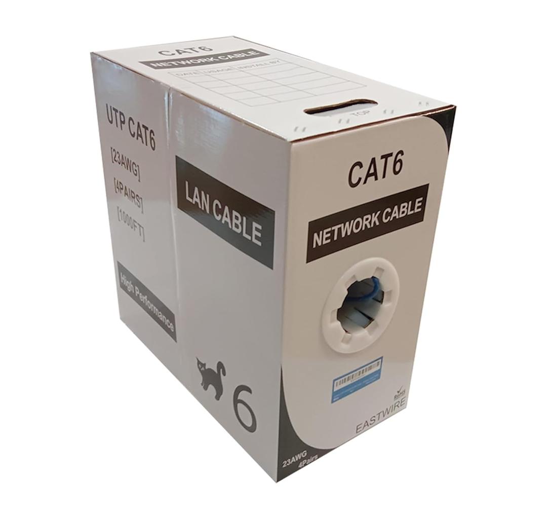 Category Cable, LAN Cable, Network Cable, CAT6 Solid Bulk Ethernet Cable, 23AWG 4 Pair, Unshielded Twisted Pair (UTP),DSX-8000 Certified,550MHz (Blue, 1000ft)