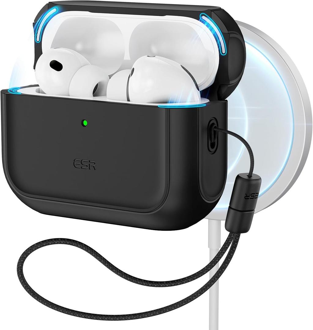 ESR for AirPods Pro 3 Case, Compatible with AirPods Pro 3rd Generation Case (2025), Compatible with MagSafe, Full Drop Protection Cover with Lanyard, Black