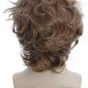 karlery Male Mens Short Curly Fluffy Brown Wig with Bang Halloween Cosplay Wig