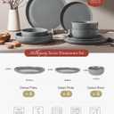 Famiware Milkyway Plates and Bowls Set, 18 Pieces Dinnerware Sets, Dishes Set for 6, Dark Gray
