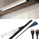 36 Inch LED Under Cabinet Light, Plug in Kitchen Lighting, 3CCT Selectable (3000K/4000K/5000K), CRI94 High Color Accuracy, Linkable, Slim Design Dimmable, Black