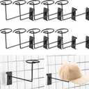 Blulu 12 Pcs Hat Displayer for Gridwall, Metal Hat Helmet Rack Retail Store Display Shelves Organizer Cap Rack Wall Fixtures Gridwall Hooks Accessories for Craft Show Garage (Black)