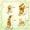4 Pack 7.3" Gold Bunnies Easter Bunny Figurine, Easter Gold Rabbit Decor Resin Statues for Home Spring Table Ornament Decoration(Rabbit with Wings)