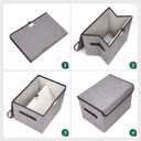 Bagnizer Large 22 Quart Linen Fabric Foldable Storage Bin Cube Organizer Basket with Flip-Top Lid & Handles, Clothes Blanket Box for Home, Office, Closet, Gray, 4 Pack 14.6 x 9.5 x 9.5