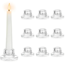 Hewory Glass Taper Candle Holders: 20 PCS Candlestick Holders Clear Short Tapered Candle Holder Set - Candle Stick Holder Decor for Table Centerpiece Wedding Party Advent Christmas Home Decorations.
