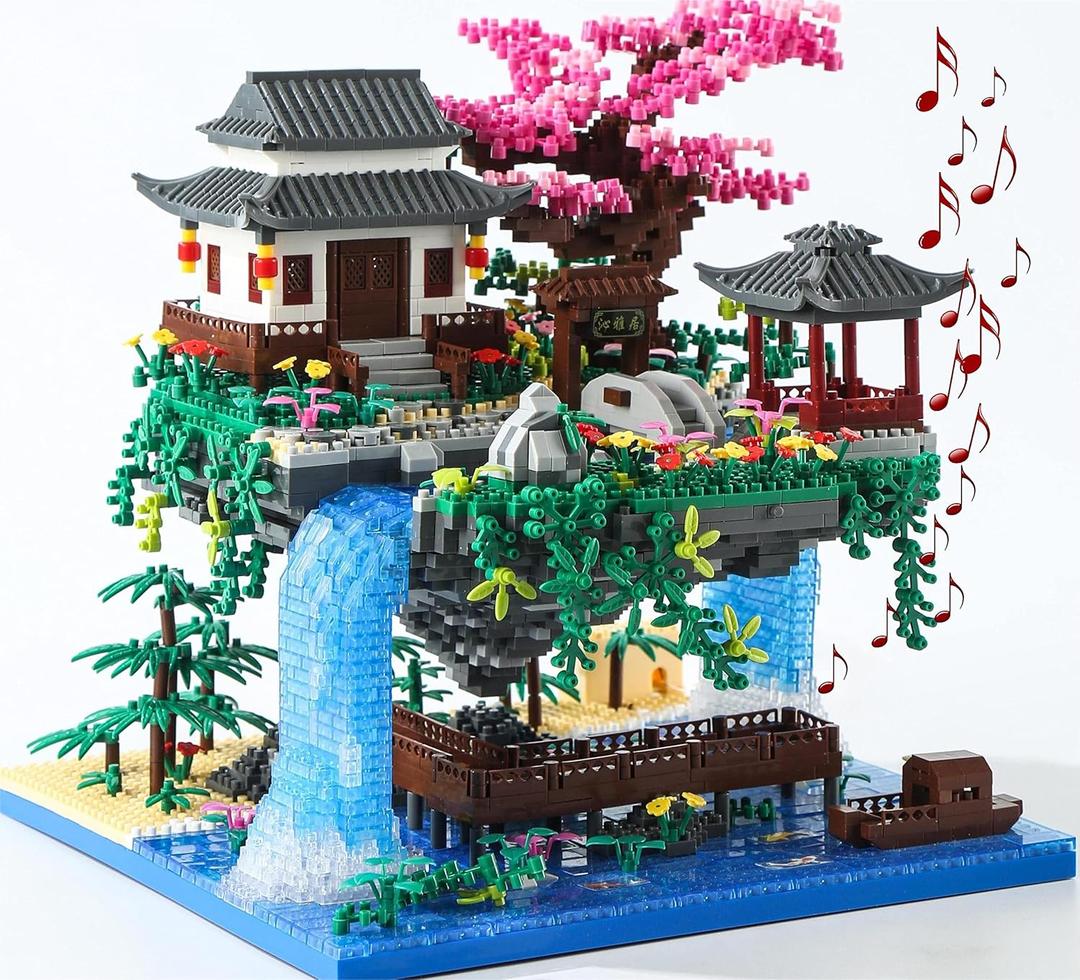 Cherry Blossom Tree Building Set with Gift Box, Original Music Cherry Blossom Tree House(Type :Symphony), Japanese Sakura Tree House Lights Building Kit3320 Pcs, Cherry Bonsai Building Set
