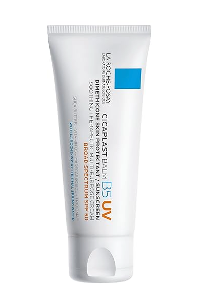 La RochePosay Cicaplast Balm B5 UV SPF 50, Vitamin B5 + Shea Butter + Tribioma + Madecassoside + Zinc Oxide Sunscreen, Post Treatment Skin Protectant With SPF, MultiPurpose Cream For Dry Skin
