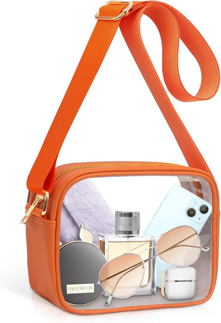 KETIEE Clear Crossbody Bag, Stadium Approved Clear Purse Bag for Concerts Sports Events Festivals (Orange)