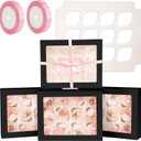 Qiqee Auto-pop Up Cupcake Boxes with Window Black 40PCS 12 Count Cupcake Box 13"x10"x3.5" Cupcakes Carrier, 12 Cupcake Containers With 2 Rolls of Pink Ribbons