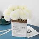 Rowfad 12 Pcs Artificial Chrysanthemums Flowers Silk Ball White Flowers Fake Mums Spring Flowers for Valentine's Day Wedding Home Decor (12, White)