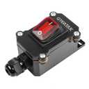 QTEATAK Inline Cord Switch DPST AC/DC 20A-125V, 16A-250V, 30A-24V, 35A-12V, IP68 Waterproof (On)-Off-(On) with Red Light Buttons, Single Hole Outdoor Electrical Start Stop Toggle Switch