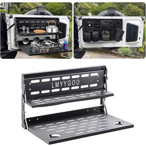 2024 Ford Bronco Tailgate Table, Heavy Duty Alloy Steel, 2021-2025 Bronco 2/4 Rear Door Tailgate Table and Molle Panel (Double-layer)