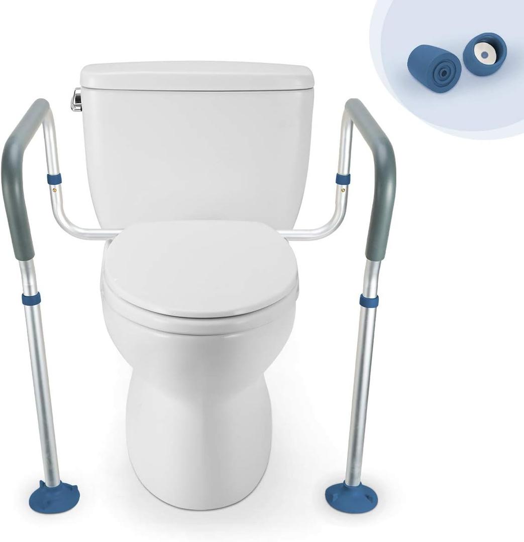 GreenChief Toilet Safety Rail, Medical Bathroom Safety Frame for Elderly, Handicap and Disabled - Adjustable Handrails for Toilet Seat Toilet Handrails Helper, 2 Additional Rubber Tips (1 Count (Pack of 1))