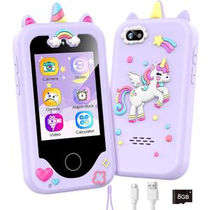 Kids Smart Phone Gifts Toys for Girls Boys Age 3-8,Toddler Learning Toys with Educational Games, 3-9 yrs Old Year Old Girl Birthday Gift Ideas-Purple