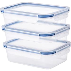 Ikea TSSP Food container with lid, rectangular plastic 1.0 l (Pack of 3) Transparent