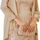 GRACE KARIN Women's Sequin Dress - Wedding Guest & Mother of The Bride Formal Dress - Two Piece Knee Length (XX-Large, Champagne Gold)