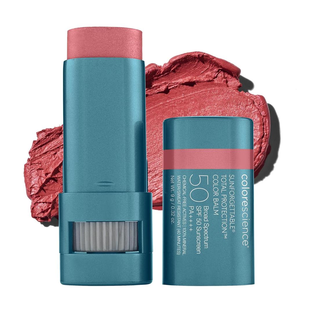 Colorescience Sunforgettable Total Protection Color Balm SPF 50, Mineral, Broad Spectrum, Buildable Lip & Cheek Color (Pink Sky)
