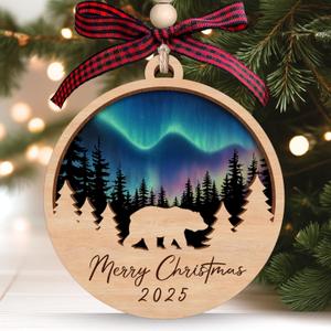 Bear Ornament - Bear Christmas Ornament 2025 - Bears Gifts for Women Men, Gifts for Bears Lovers - Wood Animal Ornaments for Christmas Tree